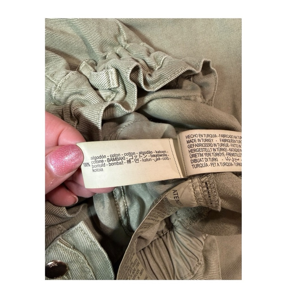 ZARA Baggy Fit Paperbag Waist Carrot Leg Pants Green Size 0 NWT - Picture 11 of 12